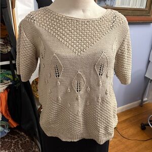 Vintage Elegant Beige Knit Sweater